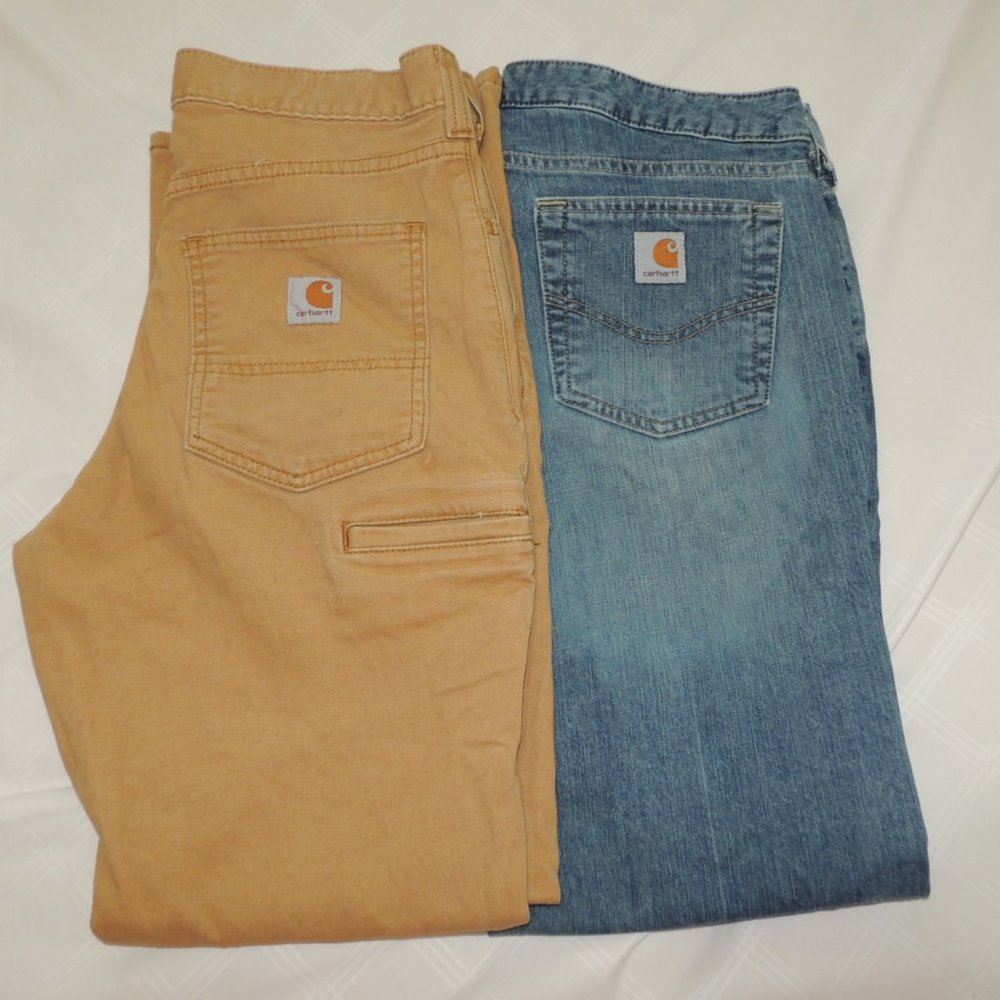 LOT OF 2 CARHARTT Cotton Duck Denim Pants Sz 30x30
